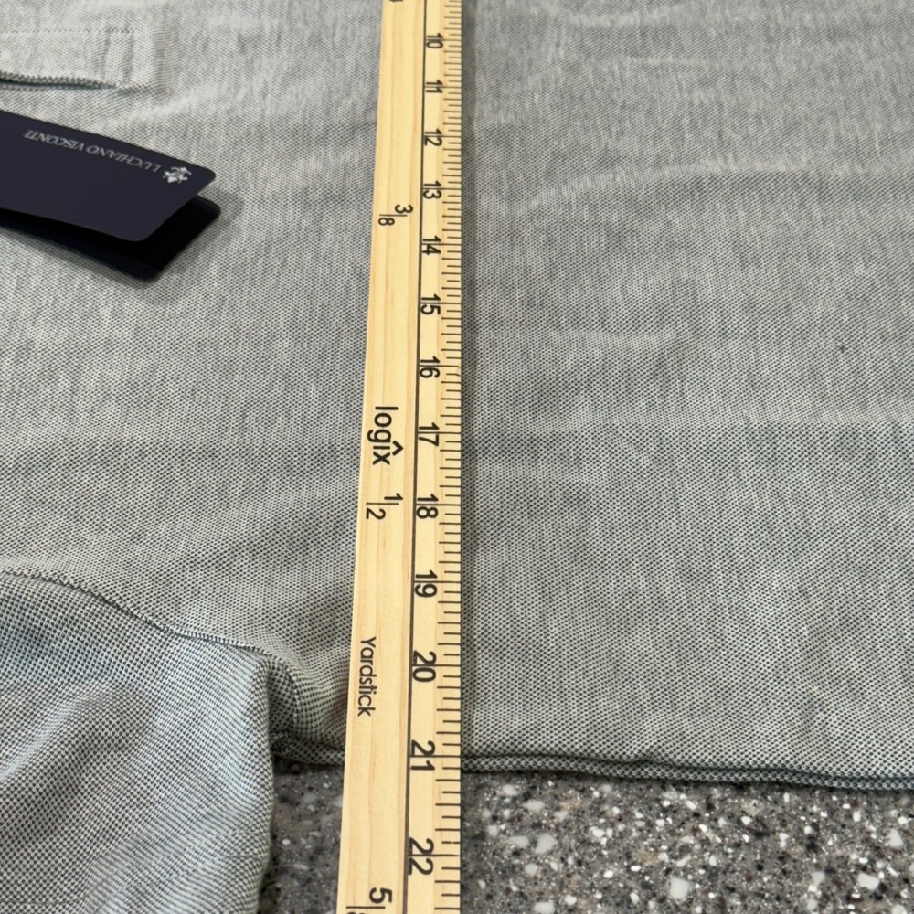 Luchiano Visconti Mens Steal Grey Polo Shirt Navy Collar FP-5017 XL NWT Preppy - Picture 10 of 11